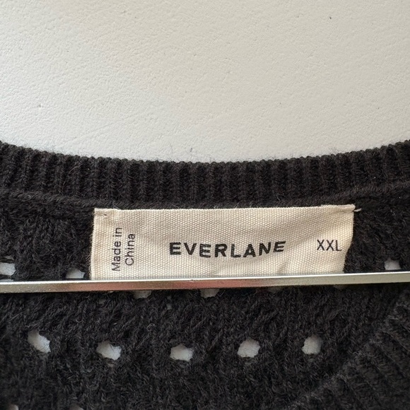 Everlane Tank Top Women XXL Black Stretch Sweater Crochet Knit Organic Cotton - Picture 3 of 8